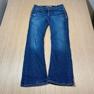 BKT Payton Bootcut Jeans Women 27x31.5 Medium Wash Contrast Stitch Low Rise